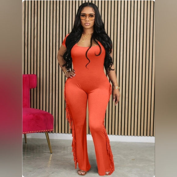 Pants - Orange Fringe Jumpsuit